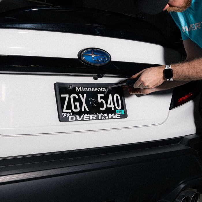 Overtake License Plate Frame Pair Plastic - A10278 - Subimods.com