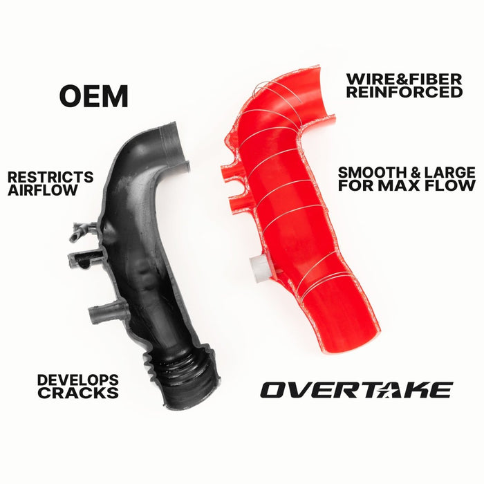 Overtake Silicone Turbo Inlet Hose Red 2008 - 2014 WRX / 2005 - 2009 Legacy GT / 2005 - 2009 Outback XT / 2009 - 2013 Forester XT - A10221RED - Subimods.com