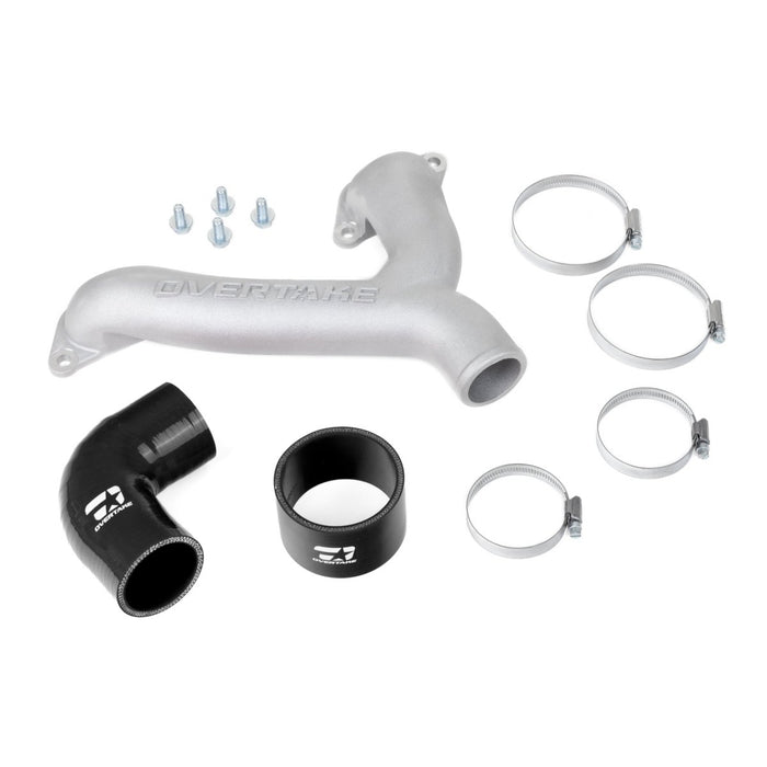 Overtake Top Mount Intercooler Aluminum Y - Pipe Kit w/ Black Coupler 2004 - 2021 STI - A10385BLK - Subimods.com