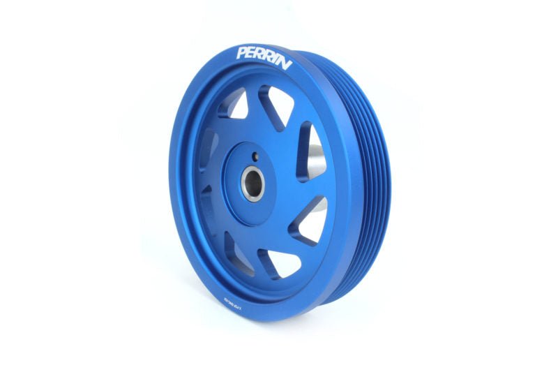 Perrin Crank Pulley Blue 2022 - 2025 WRX / 2022 - 2025 BRZ / 2022 - 2025 GR86 / 2017 - 2025 Crosstrek / 2019 - 2025 Ascent / 2019 - 2025 Forester / 2020 - 2025 Outback / 2020 - 2025 Legacy / 2017 - 2025 Impreza - PSP - ENG - 106BL - Subimods.com