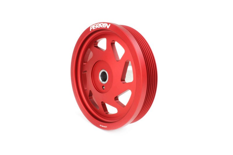 Perrin Crank Pulley Red 2022 - 2025 WRX / 2022 - 2025 BRZ / 2022 - 2025 GR86 / 2017 - 2025 Crosstrek / 2019 - 2022 Ascent / 2019 - 2025 Forester / 2020 - 2025 Outback / 2020 - 2025 Legacy / 2017 - 2025 Impreza - PSP - ENG - 106RD - Subimods.com