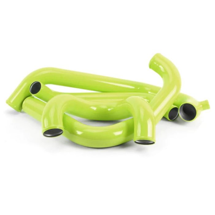 Perrin Front Mount Intercooler Boost Tubes Neon Yellow w/ Black Silicone Couplers 2015 - 2021 STI - PSP-ITR-438-2NY/BK - Subimods.com