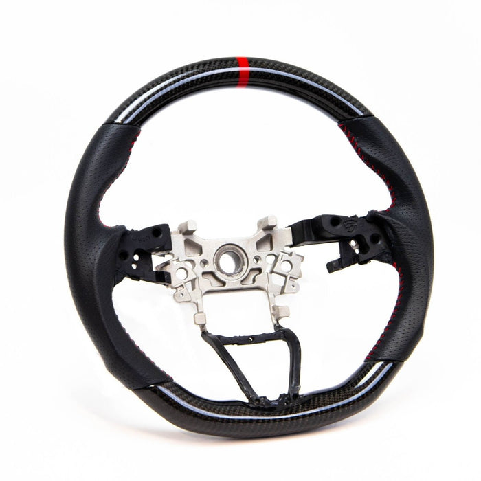 PRL Motorsports Steering Wheel Carbon Fiber and Leather w/ Red Stripe and Red Stitching 2018 - 2022 Honda Accord - PRL1.1011.3.RED - Subimods.com