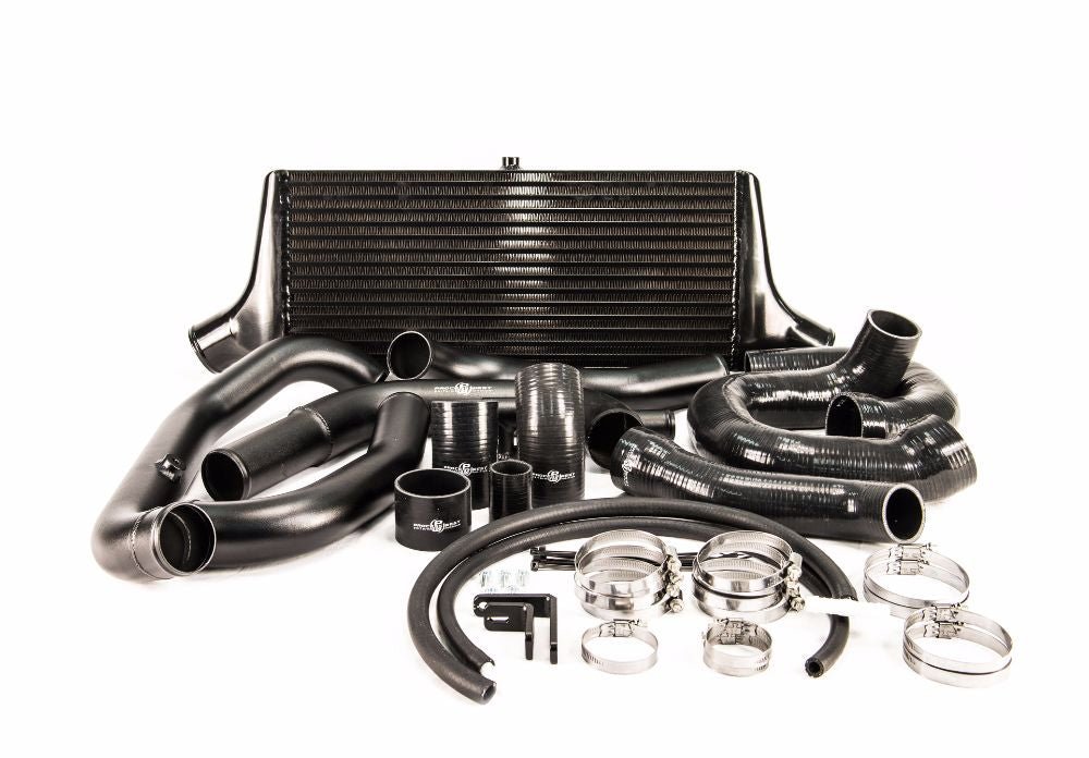 Process West Front Mount Intercooler Kit Black Piping w/ Black Core 2008 - 2014 STI - PWFMIC03B - Subimods.com