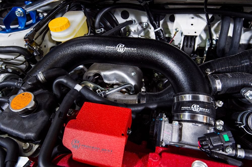 Process West Front Mount Intercooler Kit Black Piping w/ Black Core 2015 - 2021 STI - PWFMIC08B - Subimods.com