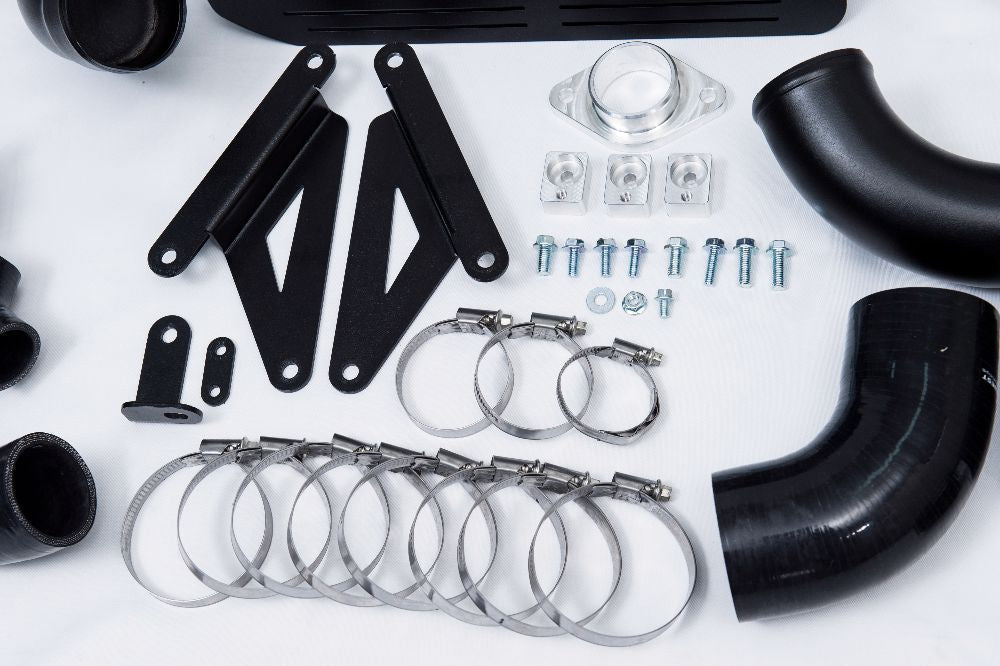 Process West Front Mount Intercooler Kit Black Piping w/ Black Core 2015 - 2021 STI - PWFMIC08B - Subimods.com