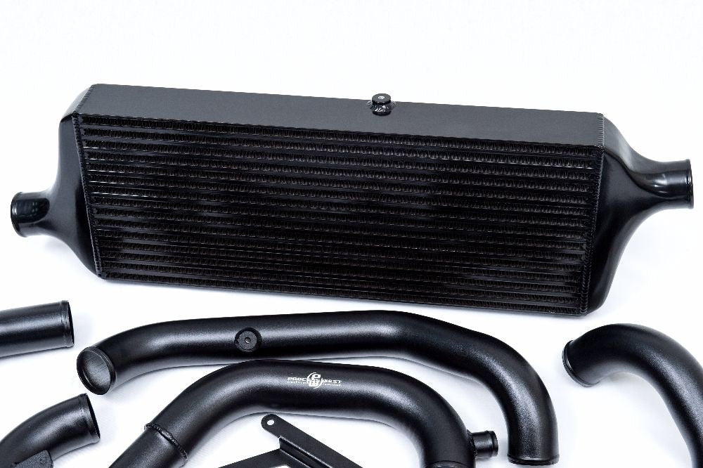Process West Front Mount Intercooler Kit Black Piping w/ Black Core 2015 - 2021 STI - PWFMIC08B - Subimods.com