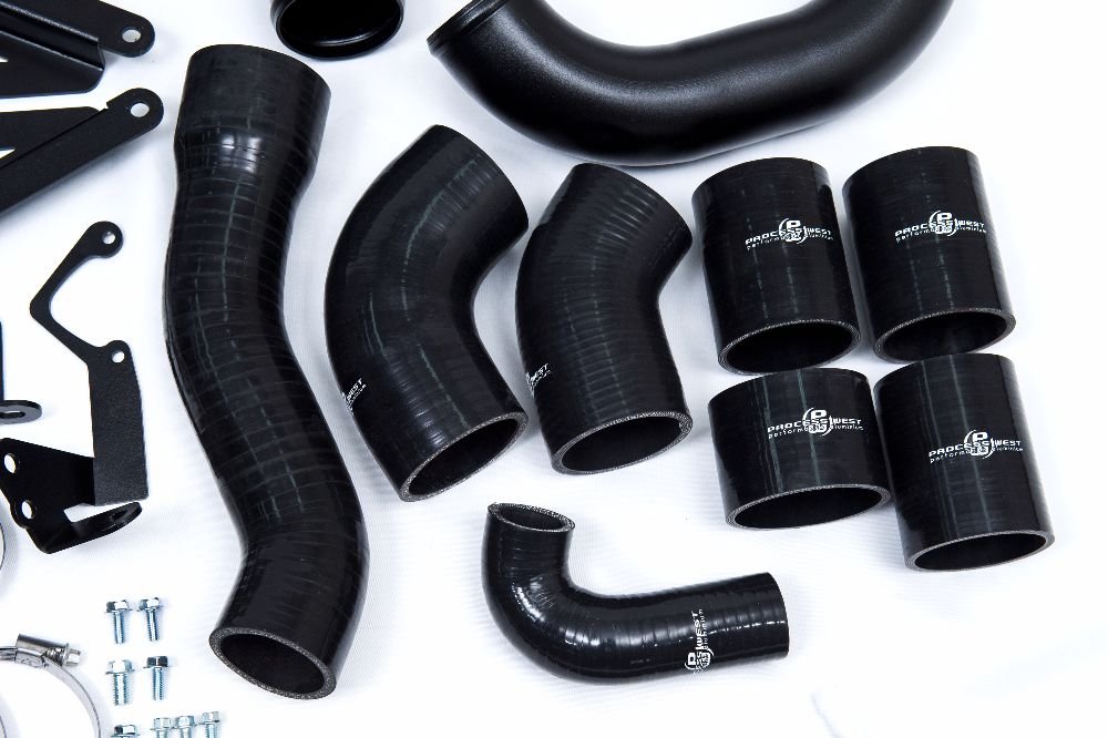 Process West Front Mount Intercooler Kit Black Piping w/ Black Core 2015 - 2021 STI - PWFMIC08B - Subimods.com