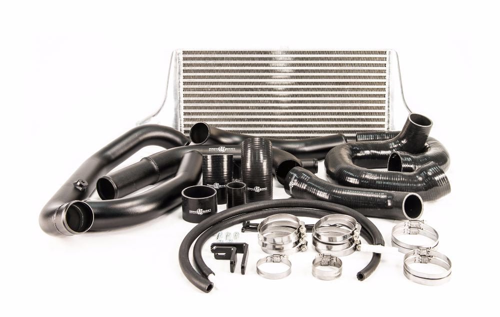 Process West Front Mount Intercooler Kit Black Piping w/ Silver Core 2008 - 2014 STI - PWFMIC03 - Subimods.com
