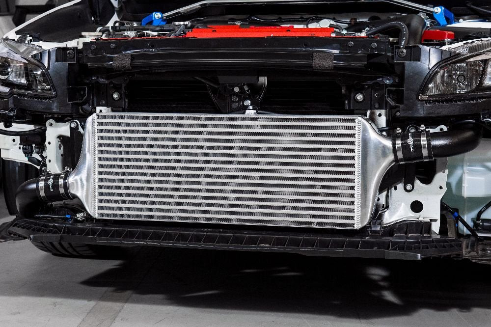 Process West Front Mount Intercooler Kit Black Piping w/ Silver Core 2015 - 2021 STI - PWFMIC08 - Subimods.com