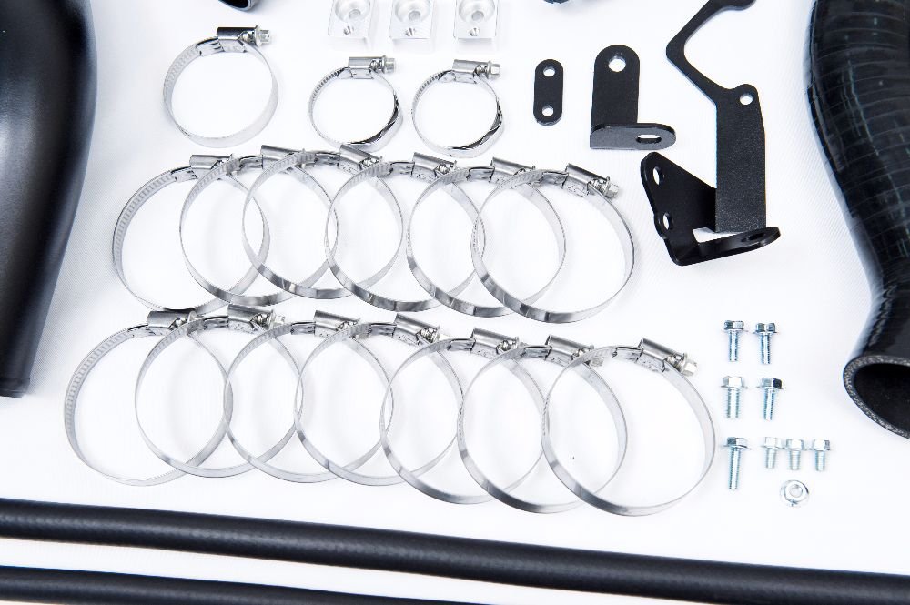 Process West Front Mount Intercooler Kit Black Piping w/ Silver Core 2015 - 2021 STI - PWFMIC08 - Subimods.com