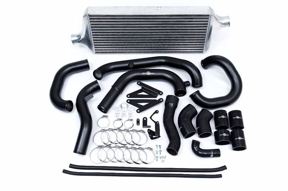 Process West Front Mount Intercooler Kit Black Piping w/ Silver Core 2015 - 2021 STI - PWFMIC08 - Subimods.com