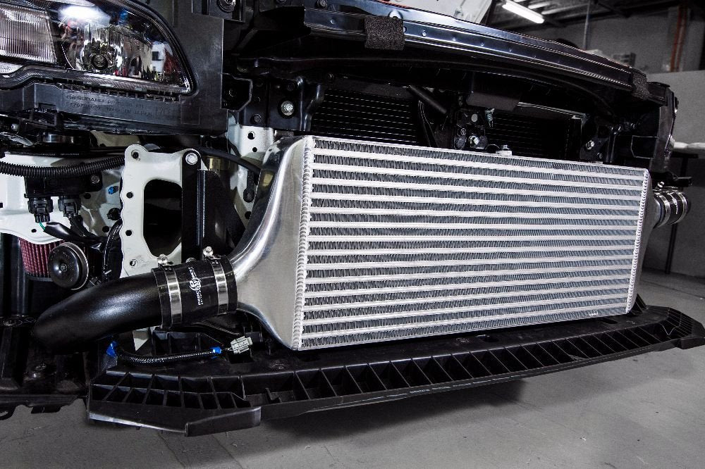 Process West Front Mount Intercooler Kit Black Piping w/ Silver Core 2015 - 2021 STI - PWFMIC08 - Subimods.com