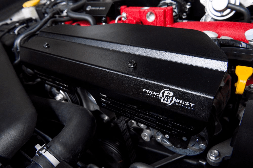 Process West Pulley Cover Wrinkle Black 2002 - 2014 WRX / 2004 - 2021 STI - PWED02B - Subimods.com