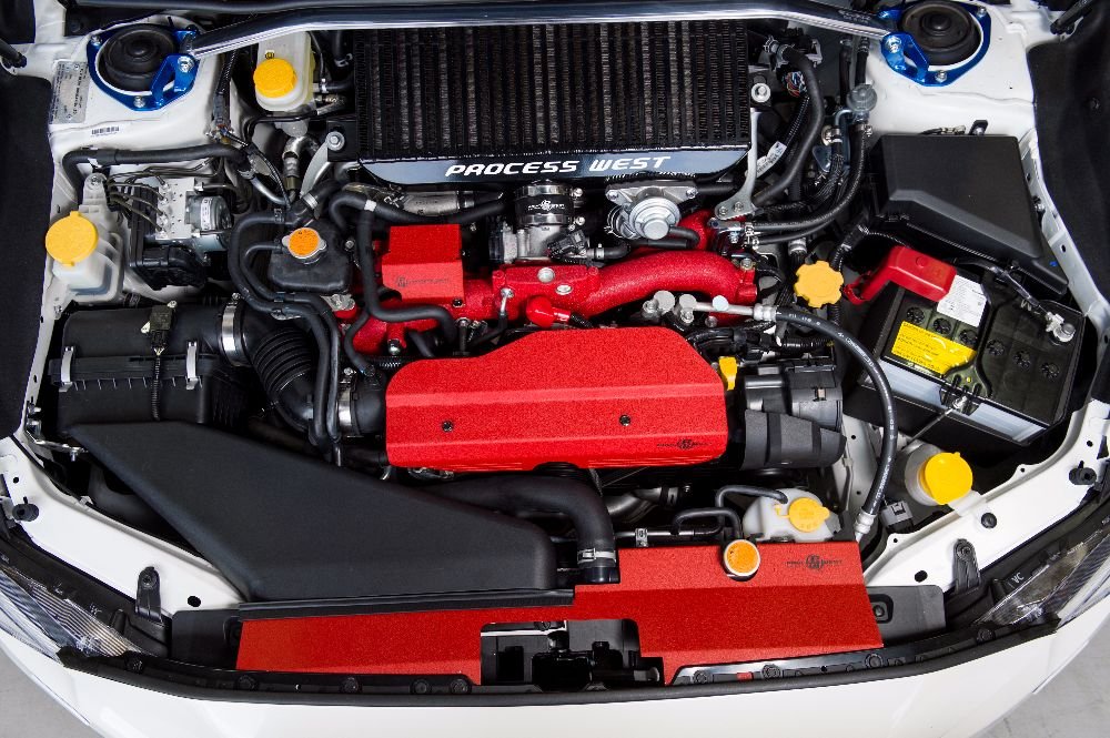 Process West Pulley Cover Wrinkle Red 2002 - 2014 WRX / 2004 - 2021 STI - PWED02R - Subimods.com
