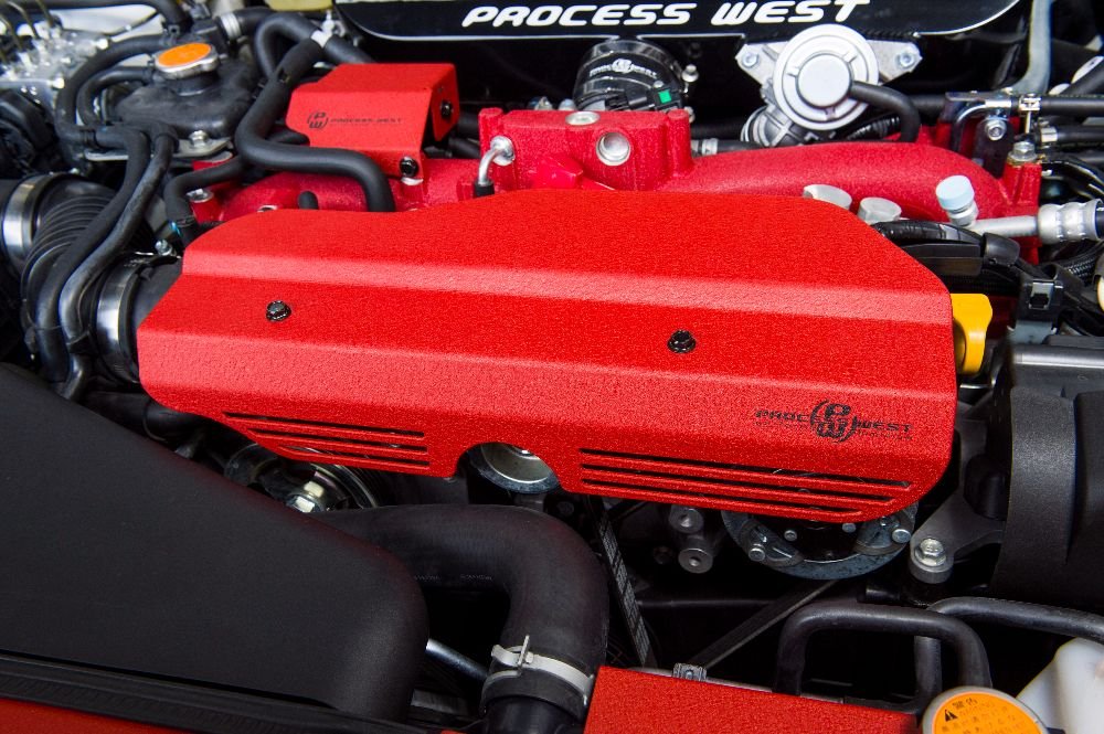Process West Pulley Cover Wrinkle Red 2002 - 2014 WRX / 2004 - 2021 STI - PWED02R - Subimods.com