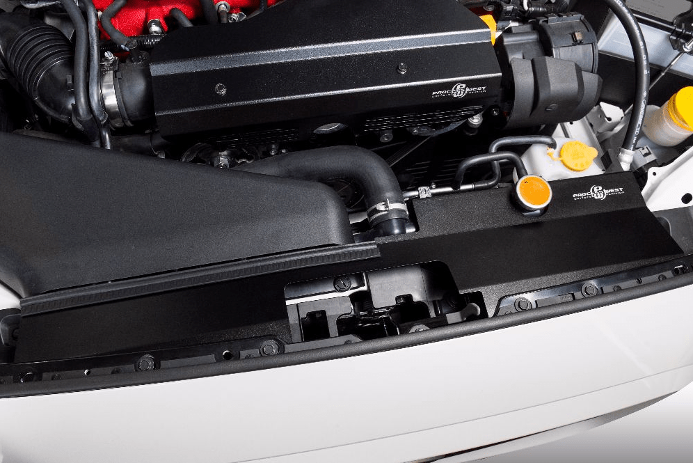 Process West Radiator Shroud For Use w/ OEM Intake Scoop Wrinkle Black 2015 - 2021 WRX / 2015 - 2021 STI - PWED03B - Subimods.com