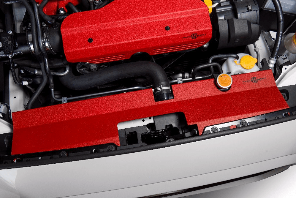Process West Radiator Shroud For Use w/out OEM Intake Scoop Wrinkle Red 2015 - 2021 WRX / 2015 - 2021 STI - PWED04R - Subimods.com