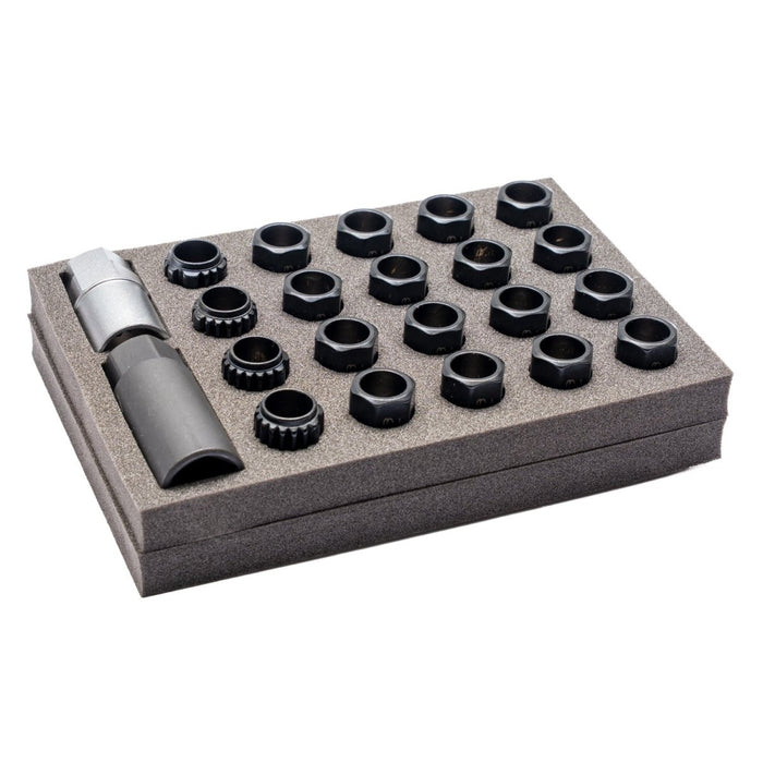 Project Kics 17 Hex Lug Nuts M12X1.25 Lock and Nut Set Black Most Subaru Models - KKRN3BK - Subimods.com