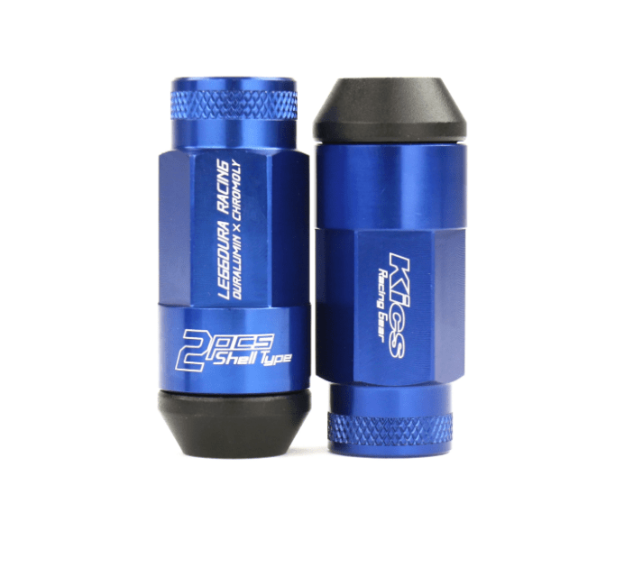 Project Kics Leggdura Racing Shell Type Lug Nut 53mm Closed - End Look 16 Pcs + 4 Locks 12X1.25 Blue Most Subaru Models - WRL5313U - Subimods.com