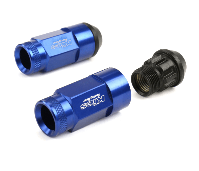 Project Kics Leggdura Racing Shell Type Lug Nut 53mm Closed - End Look 16 Pcs + 4 Locks 12X1.25 Blue Most Subaru Models - WRL5313U - Subimods.com