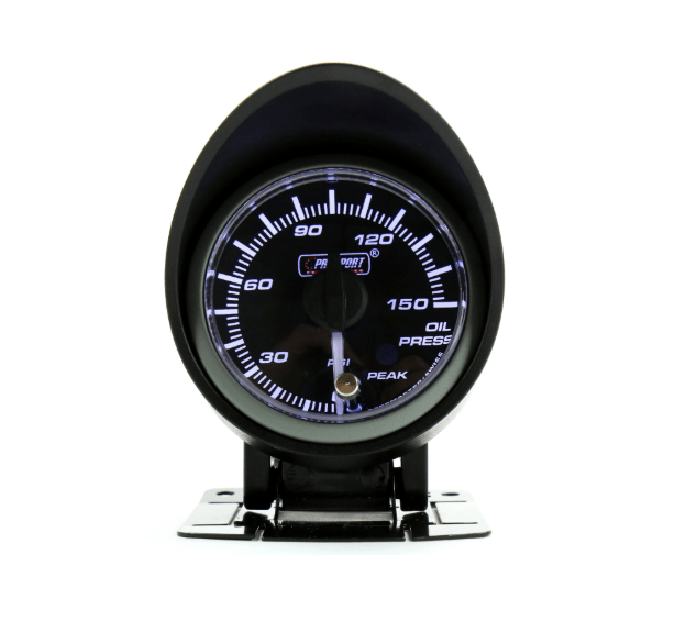 Prosport Premium Series Electronic Oil Pressure Gauge 52mm w/ Amber or White Display and White Needle - 216SMWAOPWNCL270 - PK.PSI - Subimods.com