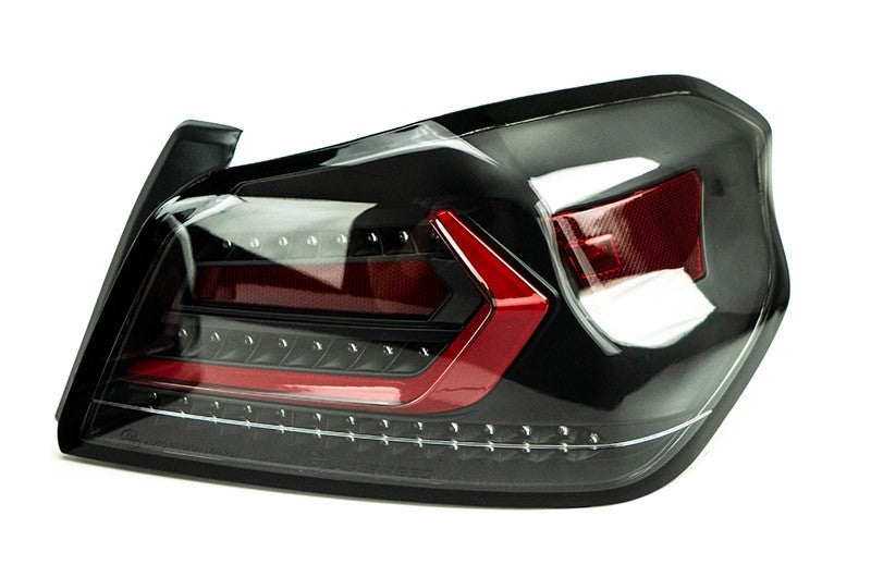 OLM Evolution Tail Lights Clear Lens, Black Base, Red Bar 2015-2021 WRX / STI