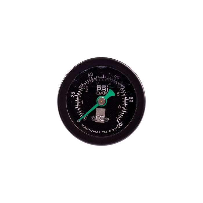 Radium Engineering 0 - 100 PSI Liquid Filled Fuel Pressure Gauge Black Face - 20-0029 - Subimods.com