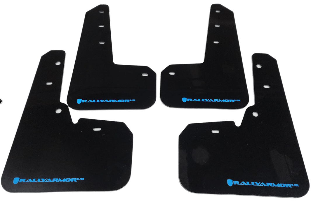 Rally Armor UR Mudflaps Black Urethane Hyper Blue Logo 2015 - 2021 WRX / 2015 - 2021 STI - MF32 - UR - BLK/LBL - Subimods.com