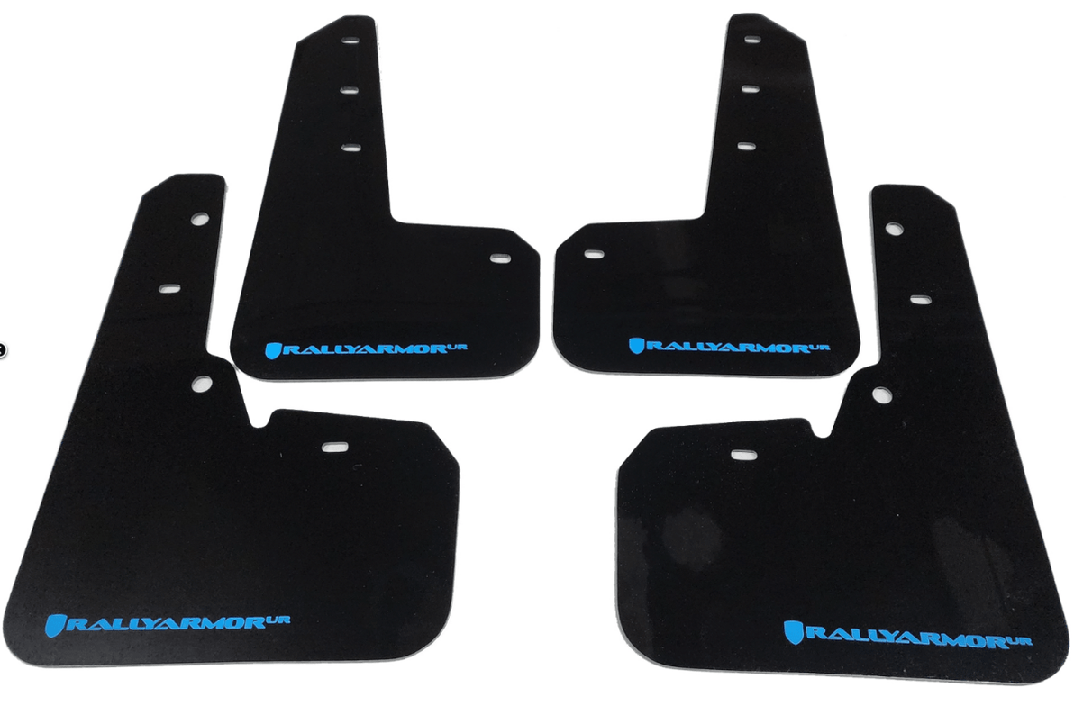 Rally Armor UR Mudflaps Black Hyper Blue Logo for WRX STI — Subimods.com