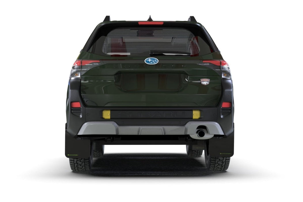 Rally Armor UR Mudflaps Black Urethane w/ Dark Green Logo 2026 Forester Wilderness - MF152-UR-BLK-AGN - Subimods.com