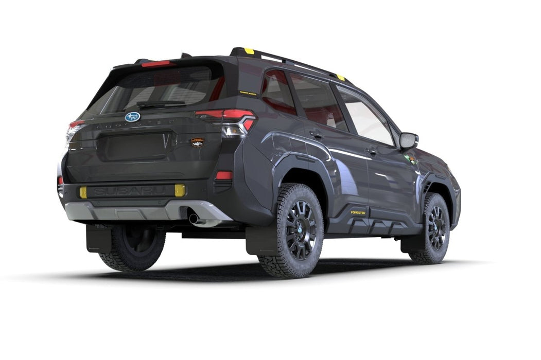 Rally Armor UR Mudflaps Black Urethane w/ Dark Grey Logo 2026 Forester Wilderness - MF152-UR-BLK-DGRY - Subimods.com
