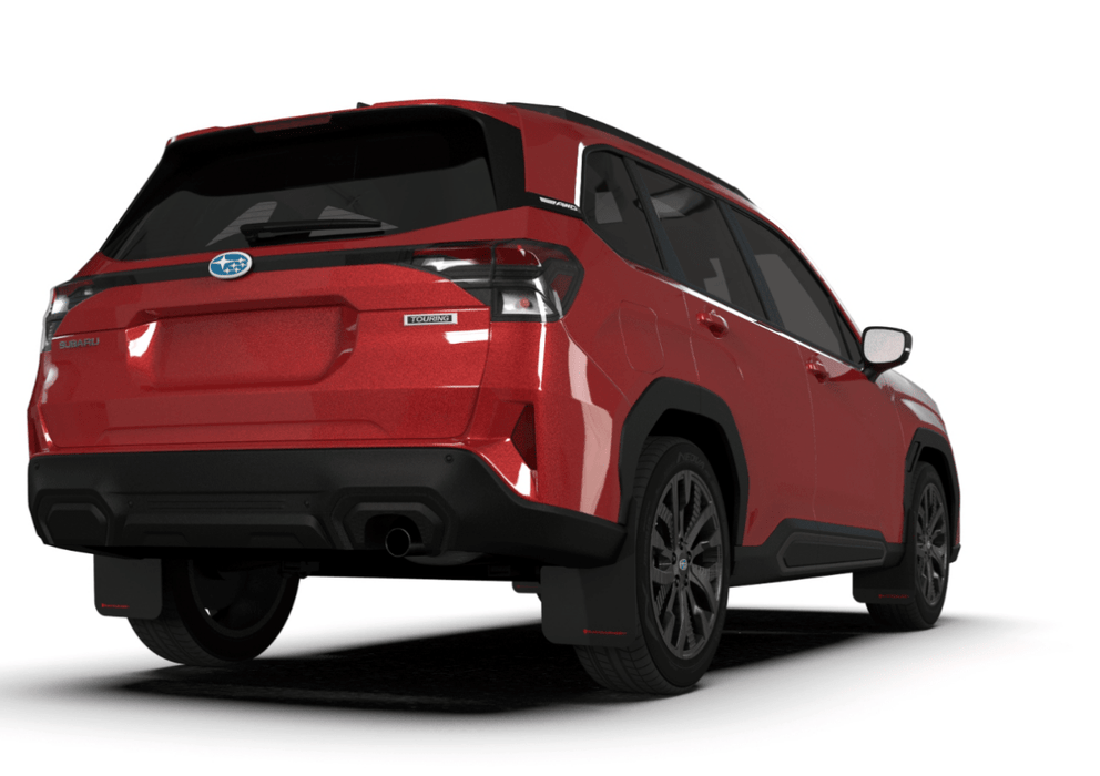Rally Armor UR Mudflaps Black Urethane w/ Red Logo 2025 Forester - MF132 - UR - BLK - RD - Subimods.com