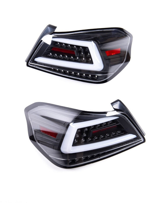 (Scratch and Dent) Molded Innovations CS Style Sequential LED Tail Lights Clear Lens w/ Black Base & White Bar 2015-2021 WRX / 2015-2021 STI - MI15-WRXTLCS-CBW-R4S-C - Subimods.com