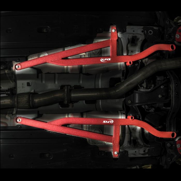 SMY Center Floor Power Brace Kit Wrinkle Black 2008-2021 WRX / 2008-2021 STI - SMY-SUSBK-MIDDLE - Subimods.com