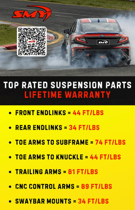 SMY Stealth 26mm Front & 24mm Rear Sway Bar w/ Endlinks & LCA Kit Stock Height / Lifted 2022-2026 WRX - SMY-SUS-VBPK3B - Subimods.com
