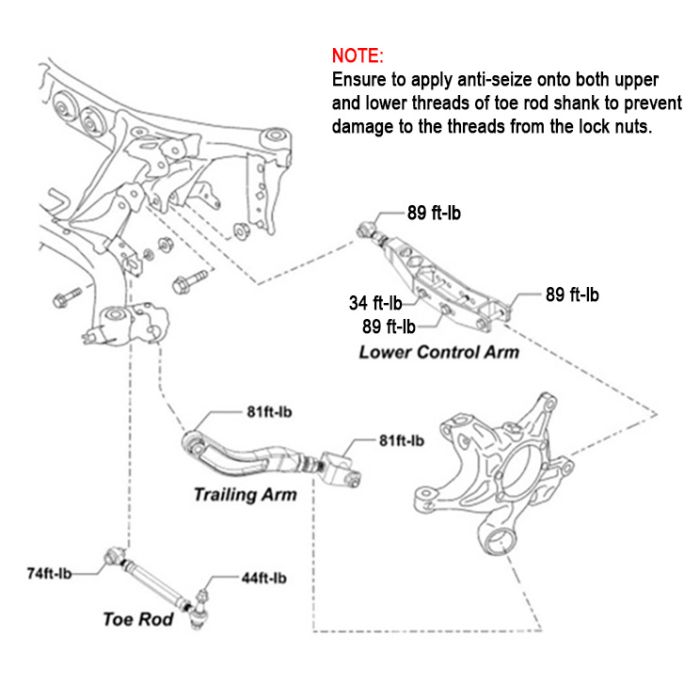 SMY Stealth Heavy Duty Adjustable Rear Lateral Links / Toe Arms 08-21 WRX / 08-21 STI / 13-24 BRZ - SMY-SUS-TOE-GR - Subimods.com