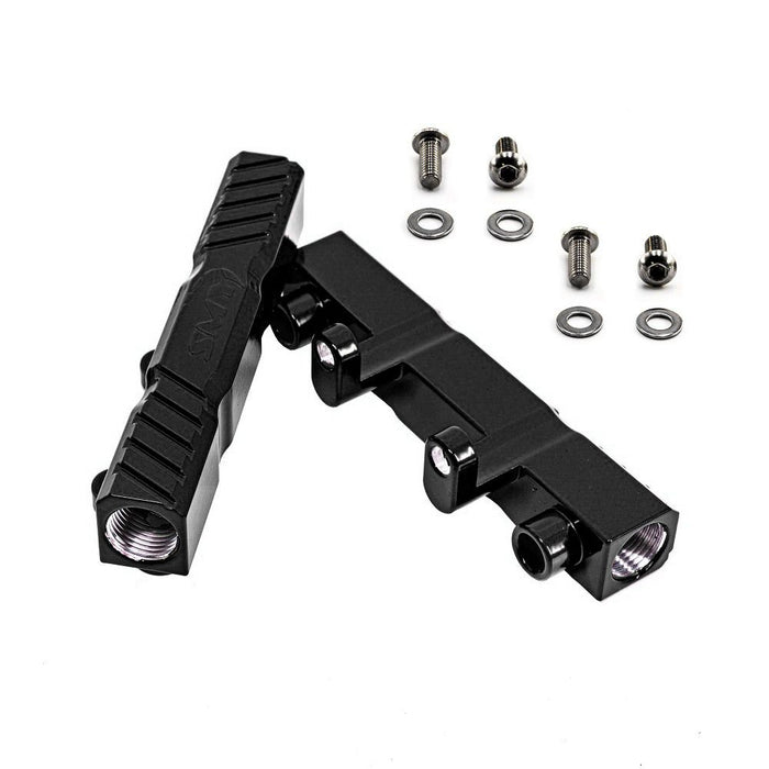 SMY Top Feed Aluminum Fuel Rails Gloss Black 2002 - 2014 WRX / 2007 - 2021 STI / 2008 - 2012 LGT / 2006 - 2013 FXT - SMY - FRL - BK - Subimods.com