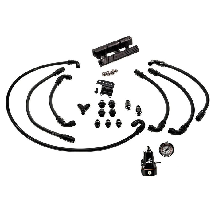 SMY V2 MAX Top Feed PTFE Fuel Line Kit w/ Black Fuel Rails & Fuel Pressure Regulator 2008 - 2014 WRX / 2008 - 2021 STI - SMY - PTFE - KITBK - Subimods.com