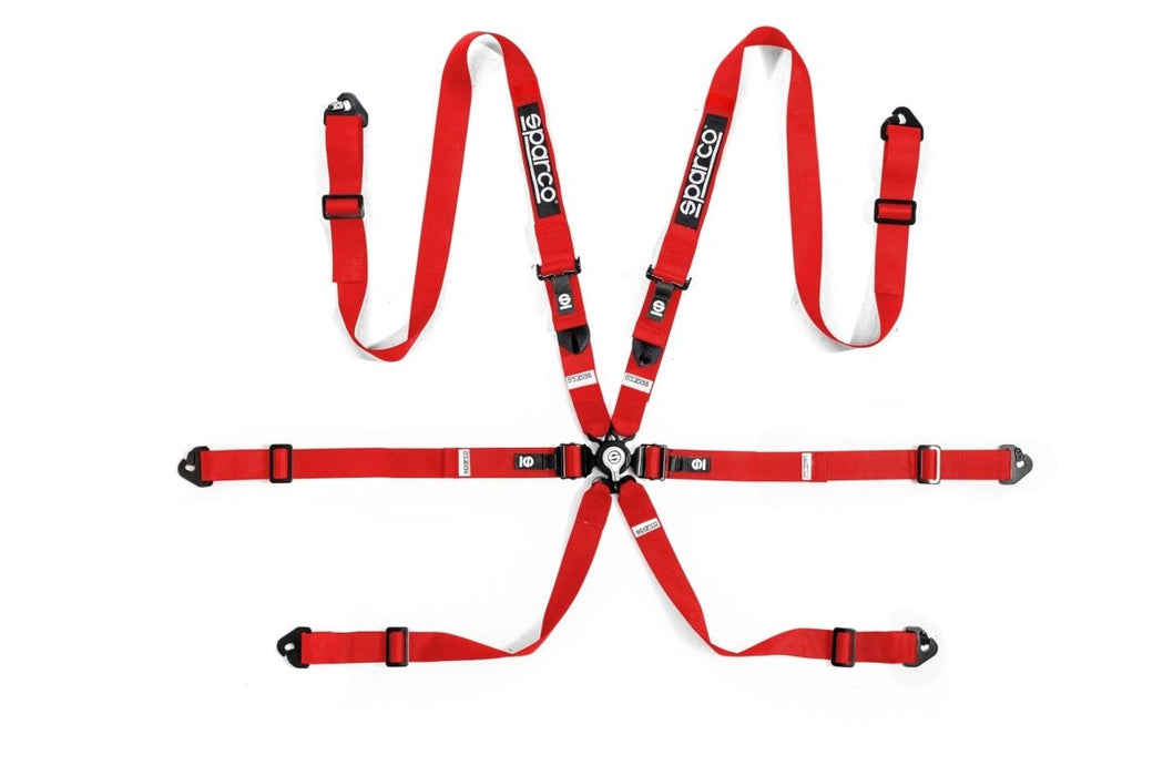 Sparco Harness Set COMP H - 2 PD 6 Point Bolt In Red - BRN0002B0R0100N - Subimods.com