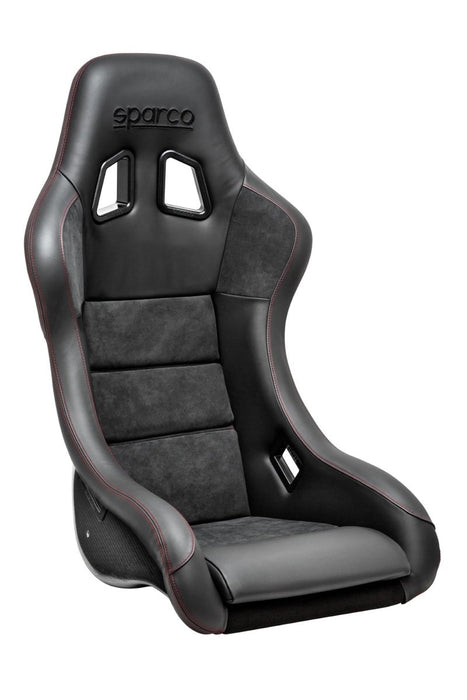 Sparco QRT - C Performance Fixed Back Racing Seat Black w/ Red Stitch, and Carbon Fiber Shell - 008025ZNRRS - Subimods.com