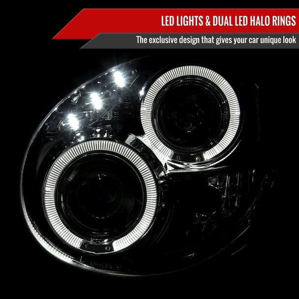 Spec - D Halo Style Projector Headlights w/ Chrome Base and Clear Lens 2002 - 2003 WRX w/ OEM Halogen Lights - LHP - WRX02 - TM - Subimods.com