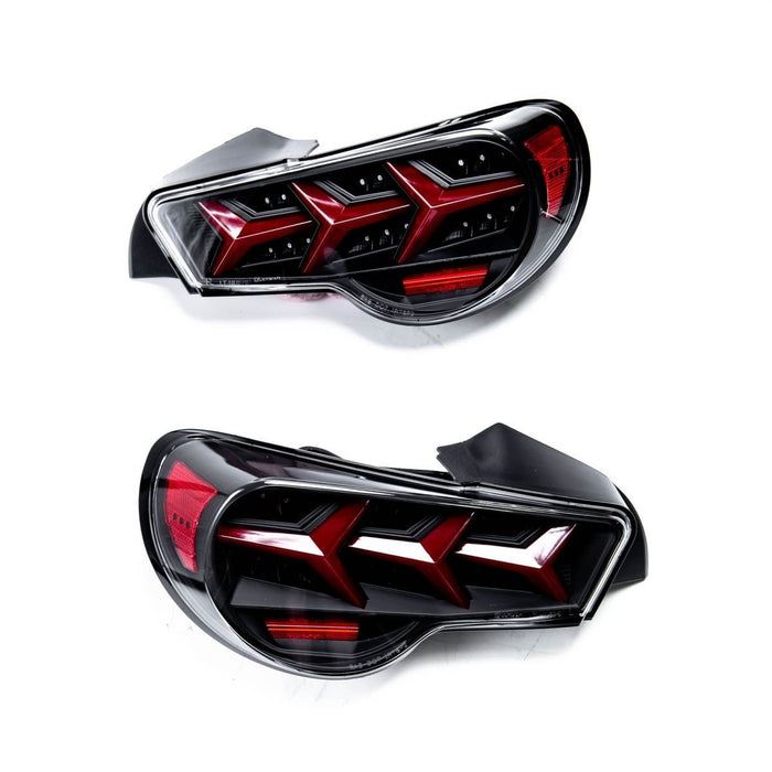 Spec-D Lambo Style Sequential LED Tail Light Set Gloss Black Housing w/ Smoke Lense 2013-2016 BRZ / 2013-2016 FRS - LT-FRS12BBLED-LB-TM - Subimods.com