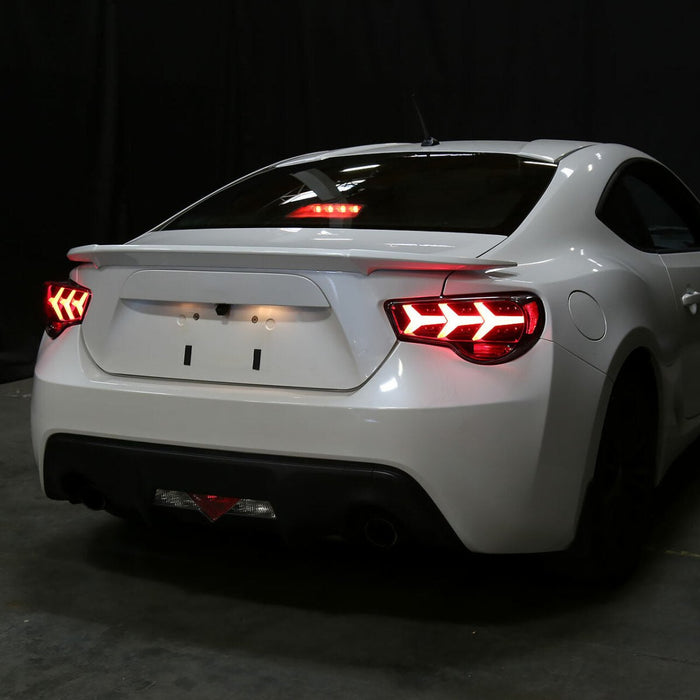 Spec-D Lambo Style Sequential LED Tail Light Set Gloss Black Housing w/ Smoke Lense 2013-2016 BRZ / 2013-2016 FRS - LT-FRS12BBLED-LB-TM - Subimods.com