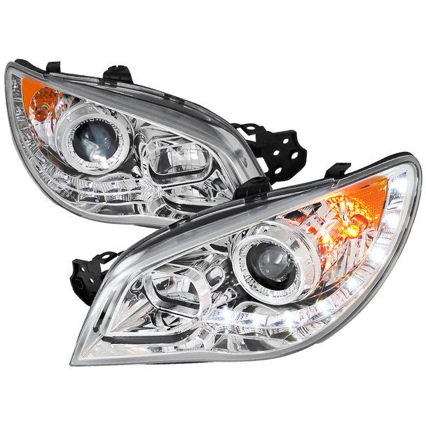 Spec - D LED Bar Style Projector Headlights w/ Chrome Base and Clear Lens 2006 - 2007 WRX / 2006 - 2007 STI w/ OEM Halogen Lights - 2LHP - WRX06 - TM - Subimods.com