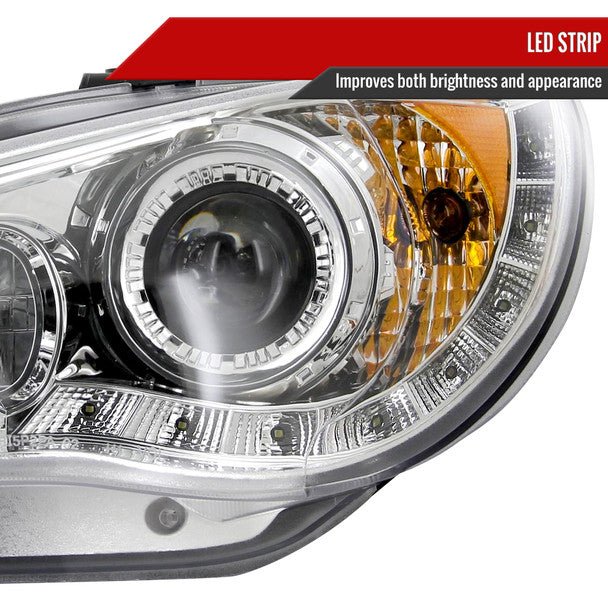 Spec - D LED Bar Style Projector Headlights w/ Chrome Base and Clear Lens 2006 - 2007 WRX / 2006 - 2007 STI w/ OEM Halogen Lights - 2LHP - WRX06 - TM - Subimods.com