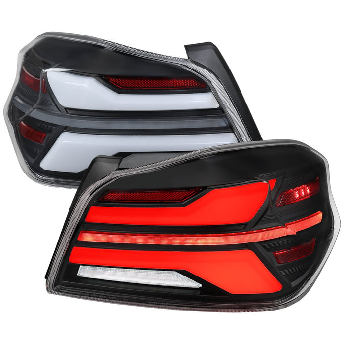 Spec - D New Era Style Sequential LED Tail Lights Black Housing w/ Clear Lens and White Bar 2015 - 2021 WRX / 2015 - 2021 STI - LT - WRX15JMLED - SQ - RS - Subimods.com