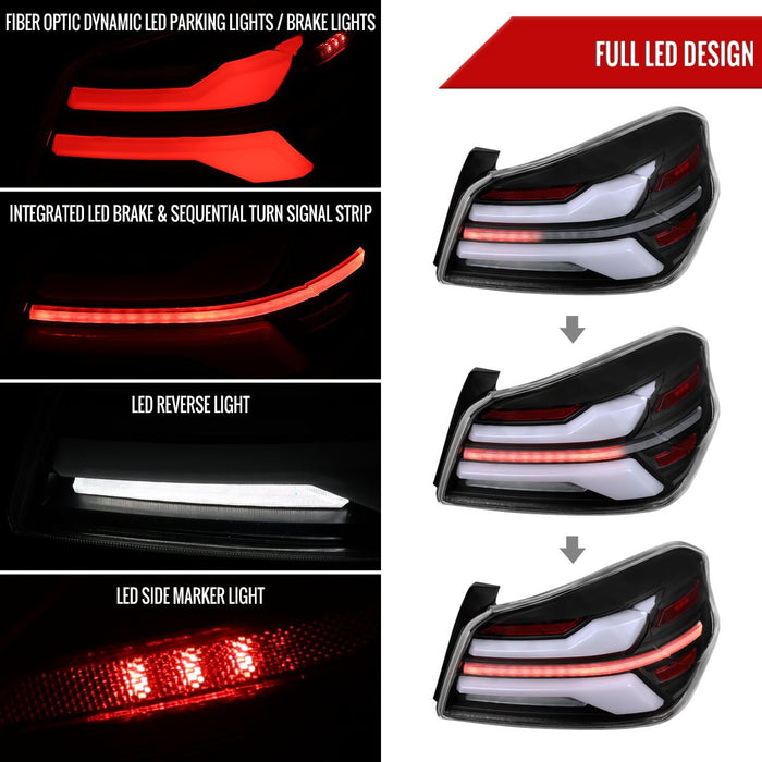 Spec - D New Era Style Sequential LED Tail Lights Black Housing w/ Clear Lens and White Bar 2015 - 2021 WRX / 2015 - 2021 STI - LT - WRX15JMLED - SQ - RS - Subimods.com