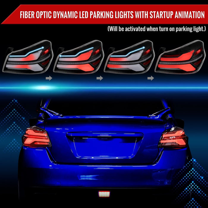 Spec - D New Era Style Sequential LED Tail Lights Black Housing w/ Clear Lens and White Bar 2015 - 2021 WRX / 2015 - 2021 STI - LT - WRX15JMLED - SQ - RS - Subimods.com