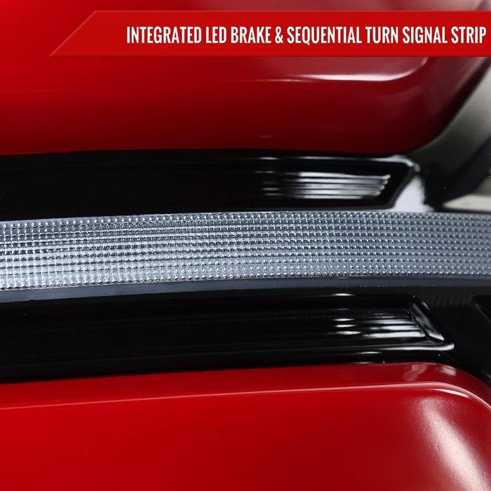 Spec - D New Era Style Sequential LED Tail Lights Gloss Black Housing w/ Clear Lens and Red Bar 2015 - 2021 WRX / 2015 - 2021 STI - LT - WRX15BKLED - SQ - RS - Subimods.com